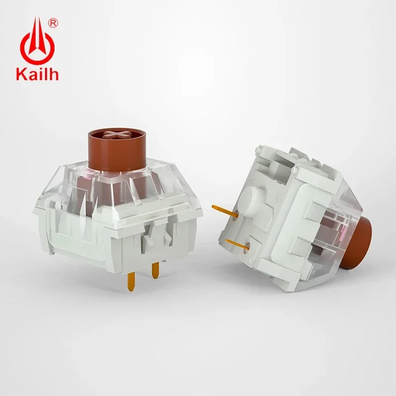 Kailh Box مفتاح لوحة المفاتيح الميكانيكية الصامتة الوردي والبني، مقاوم للماء والغبار، خطي اللمس 3Pin