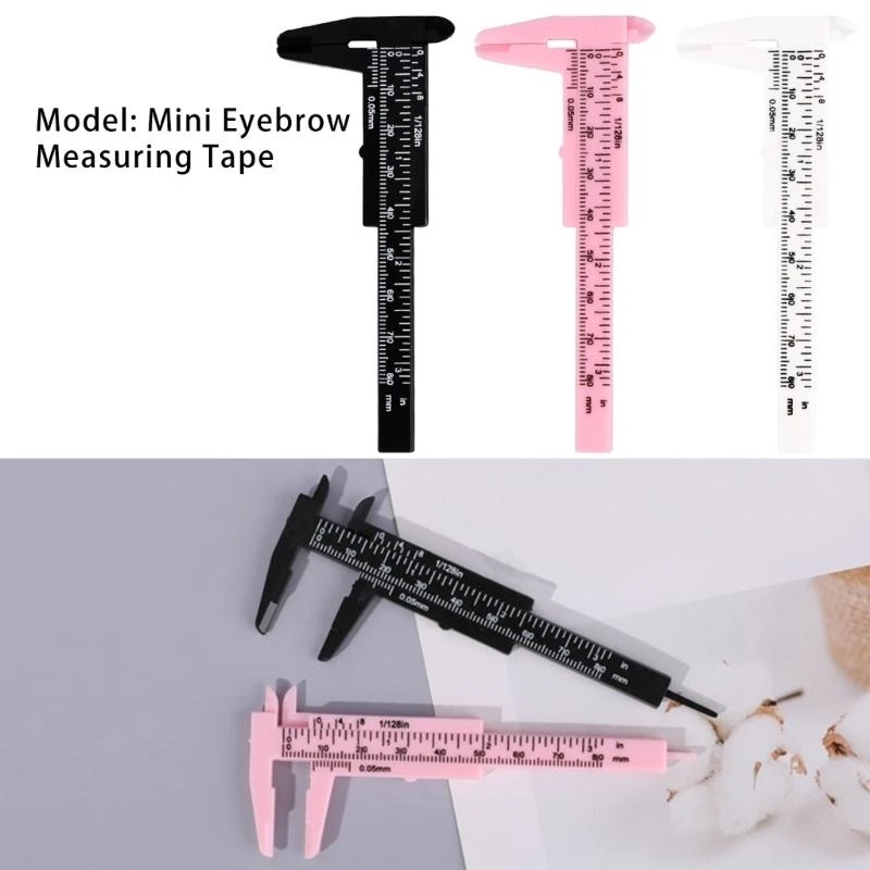 

40JD 80mm Eyebrow Measuring Ruler Brow Mapping Vernier Caliper Plastic Eyebrow Ruler for Eyebrow Tattooes Brow Makeup Tool