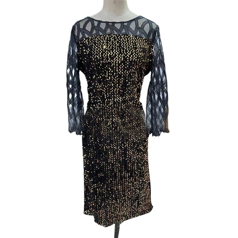 q22d-donna-plaid-mesh-svasato-manica-a-3-4-aderente-midi-abito-lungo-a-tubino-glitter-paillettes-sexy-spacco-sul-retro