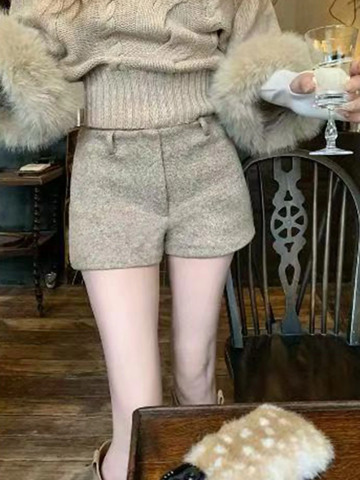 

Retro Fce Casual orts Women's Wool High Waist Wrap Boot Pants Size A-Line Hot Pants Straight Leg Bootcut Trousers