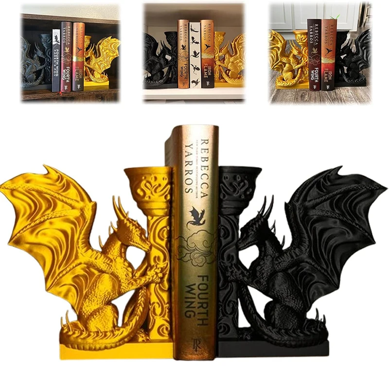 

Whimsical Dragon Bookends Dragon Book End 3D Printed Animal Dragon Book Stopper A Must-Have For Fantasy Lovers Bookshelf Decor