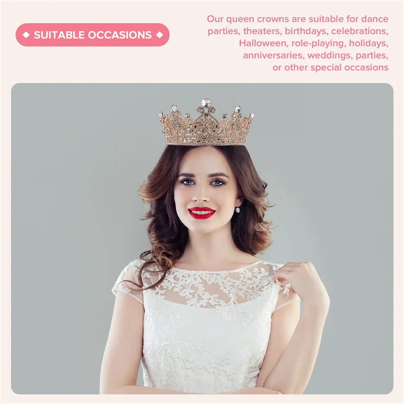 AD-تاج الأميرة الذهبي للنساء - تيجان الملكة للنساء، تيجان وتيجان لحفلات الزفاف النسائية، تاج تاج الأميرة الكريستالي