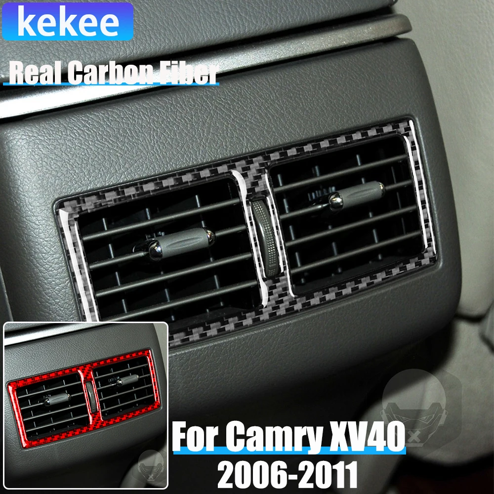 

Real Carbon Fiber Car Accessories Rear Vent Trim Cover Soft Sticker For Toyota Camry 6th Gen XV40 2006 2007 2008 2009 2010 2011