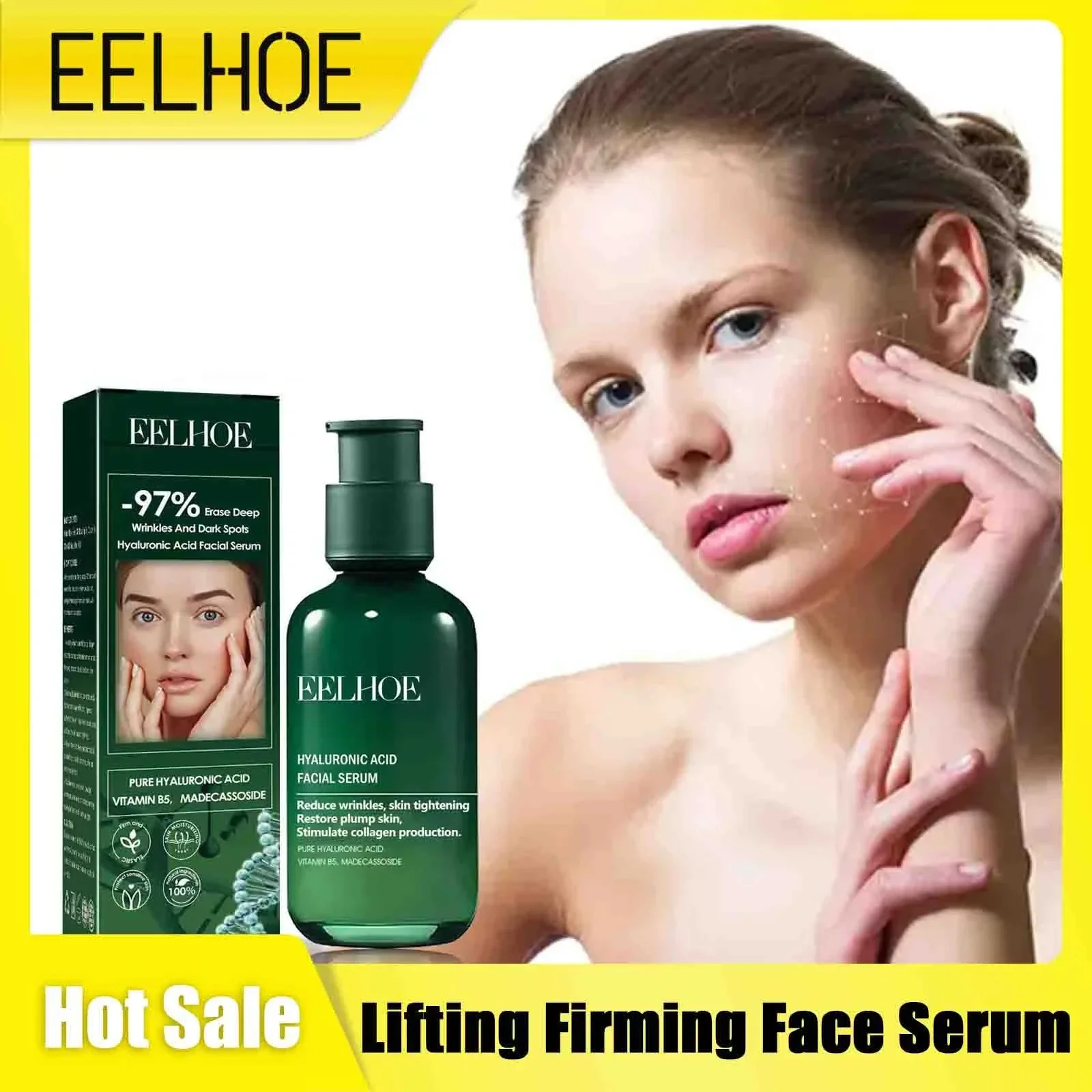 Pure Hyaluronic Acid Serum Wrinkle Remover Fade Fine Lines Dark Spots Shrink Pores Firming W-hitening Facial Rejuvenates Essence