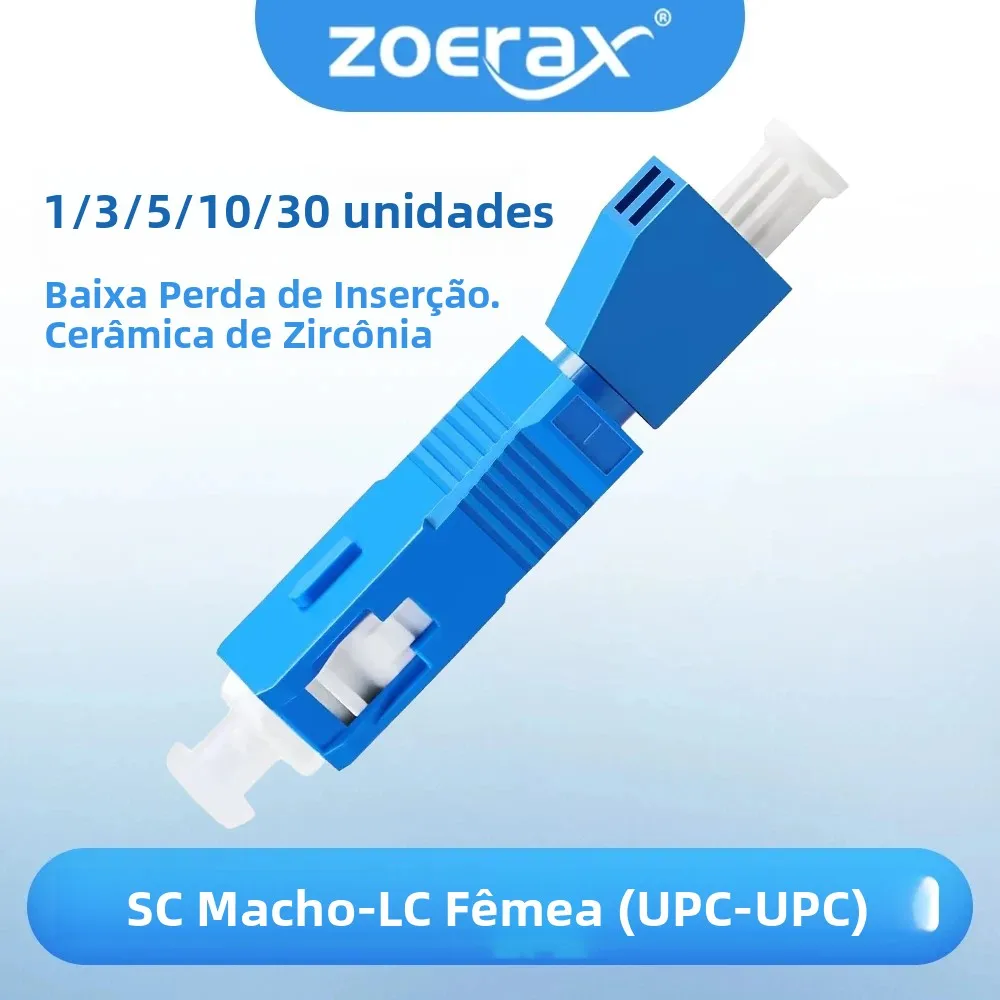 Adaptador de Fibra Óptica ZoeRax SC/UPC Macho para LC/UPC Fêmea Monomodo Conector FTTH para Localizador Visual de Falhas e Medidor de Potência Óptica
