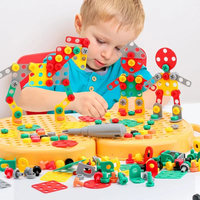 Children Electric Drill Toolbox Driller Games Tool Toy for Boys 4 6 Years Old Montessori Screw Puzzle Kid Pretend Play Toys Gift