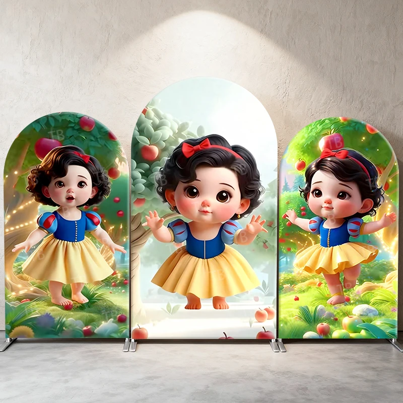 

Baby Snow White Arch Backdrop Cover Disney Princess Kids Girl Birthday Baby Shower Party Decoration Photography Background Wall