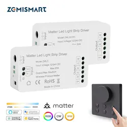 Zemismart Matter WiFi Led Light Strip Driver RGB CW WW z bezprzewodowym przełącznikiem pokrętłowym Obsługa Homekit Smartthings Alexa Google Home