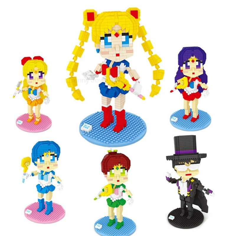 Anime-Spielzeug für Kinder Sailor Moon Bausteine Mädchen Mikro-Diamant-Bausteine 3D DIY Montage Lernspielzeug