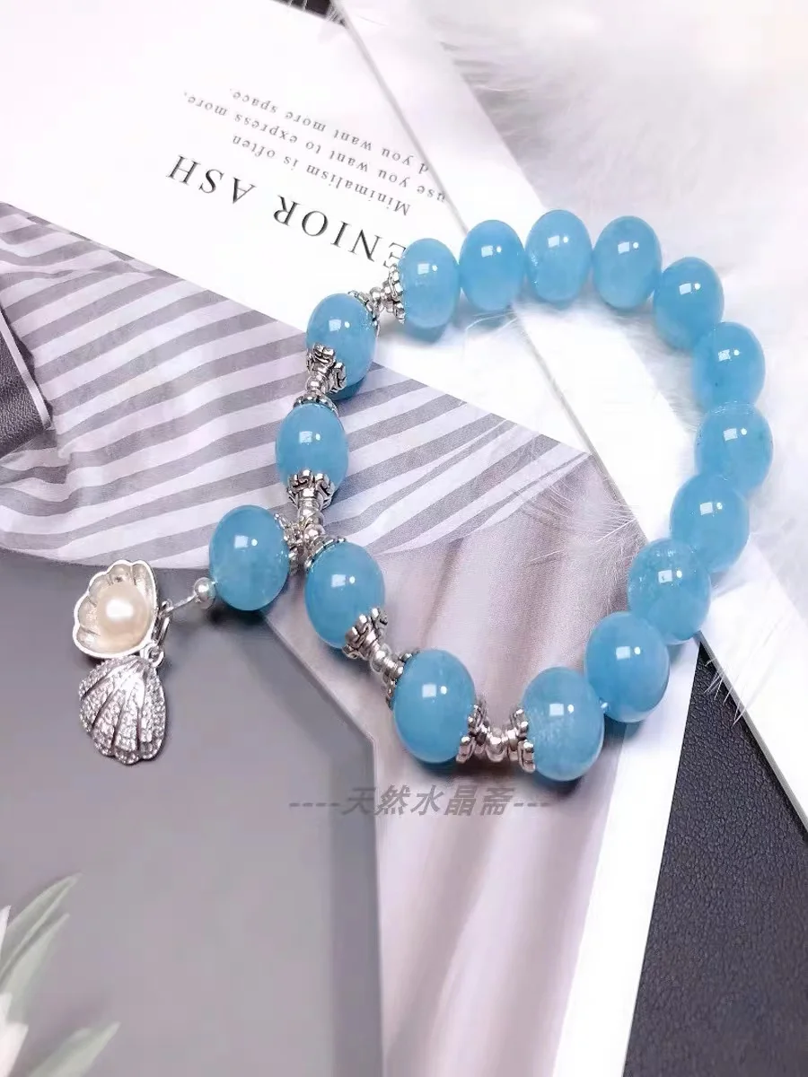 سوار فضي 925 للرجال والنساء ، مجوهرات الزبرجد الطبيعية ، قلادة حورية البحر ، جودة عالية #2