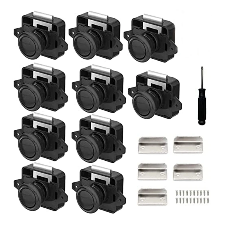 10PCS Locks, Metal Push Button Door Locks Furniture Locks Cabinet Locks Cabinet Locks Door Locks Black