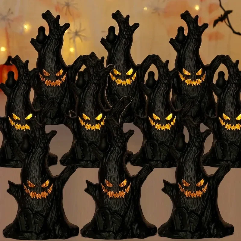 Imagem -02 - Flameless Led Candle Light Ghost Tree Lights Halloween Brilhante Atmosfera Horrível Decoração para Festa Presentes Festival 1pc 10 Pcs