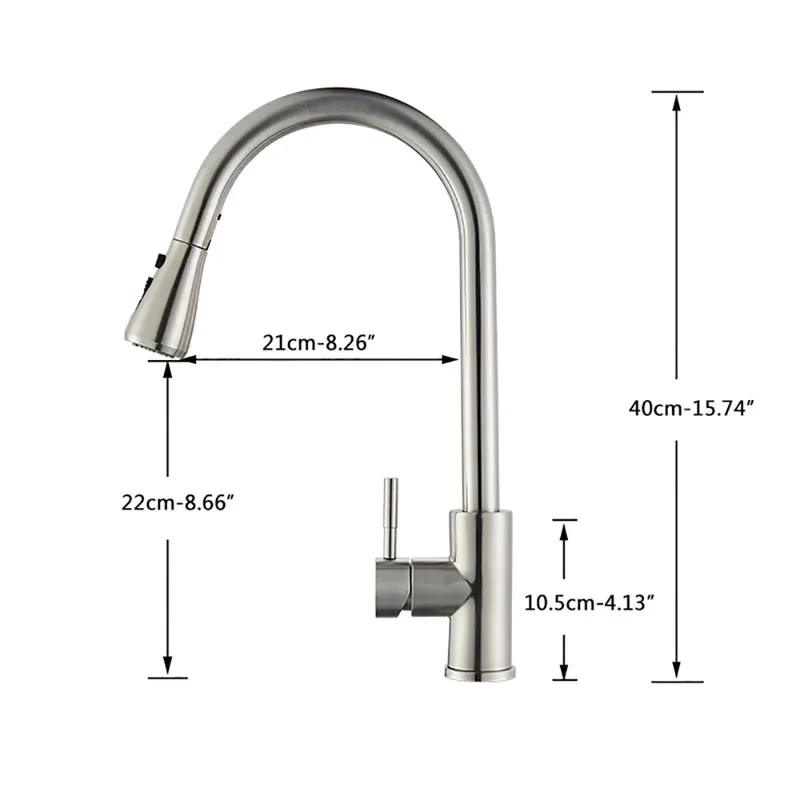 Kitchen Faucet Brushed Nickel Color Surface Hot and Cold Water Faucet Kitchen Sink Faucet Pull-out Kitchen Faucet Single Hole