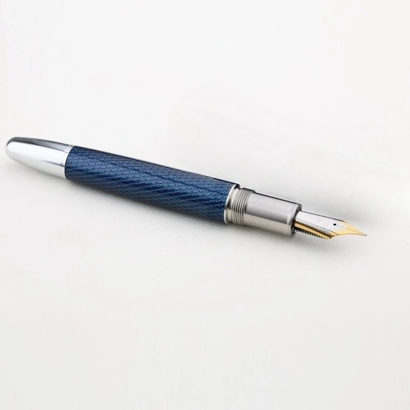 MAJOHN P136 Fountain Pens Twilight Blue Resin Coated Metal Piston Fountain Pen with 3D Pattern and Non-Slip Stainless Steel Grip image 4