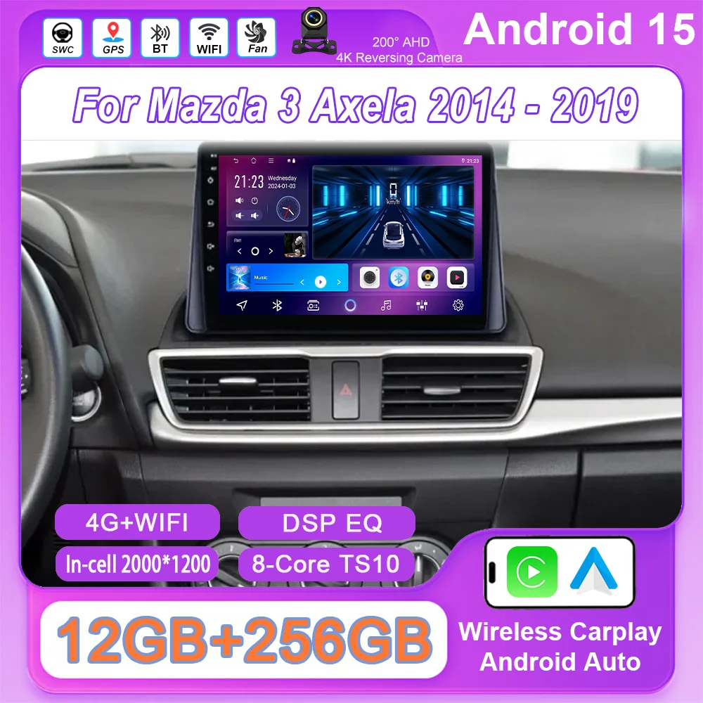 

Car Android 15 GPS Navigation For Mazda 3 Axela 2014-2017 2018 2019 Auto Radio Stereo Head Unit Multimidia Player Carplay Wifi