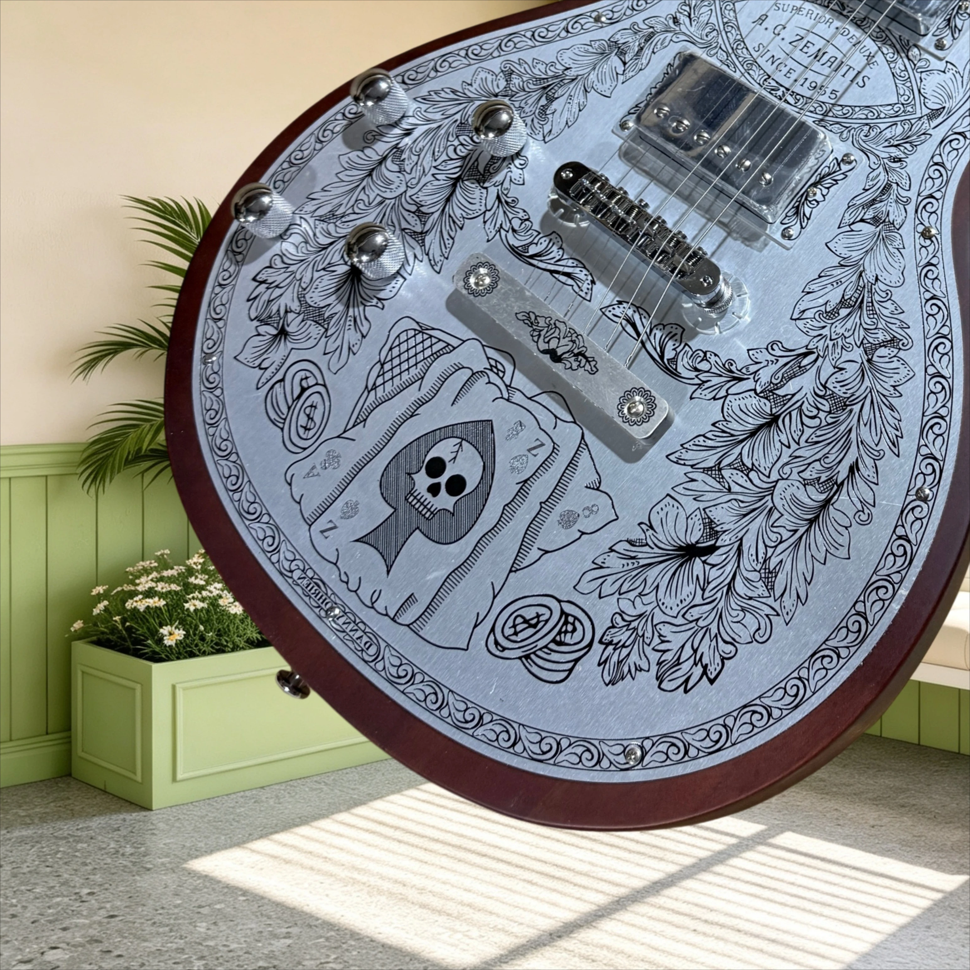 LPA Electric Guitar Mahogany Body Rosewood Fretboard Metal Engraved Plate HH  Vintage Hard Rock Heavy Metal Stage Performance