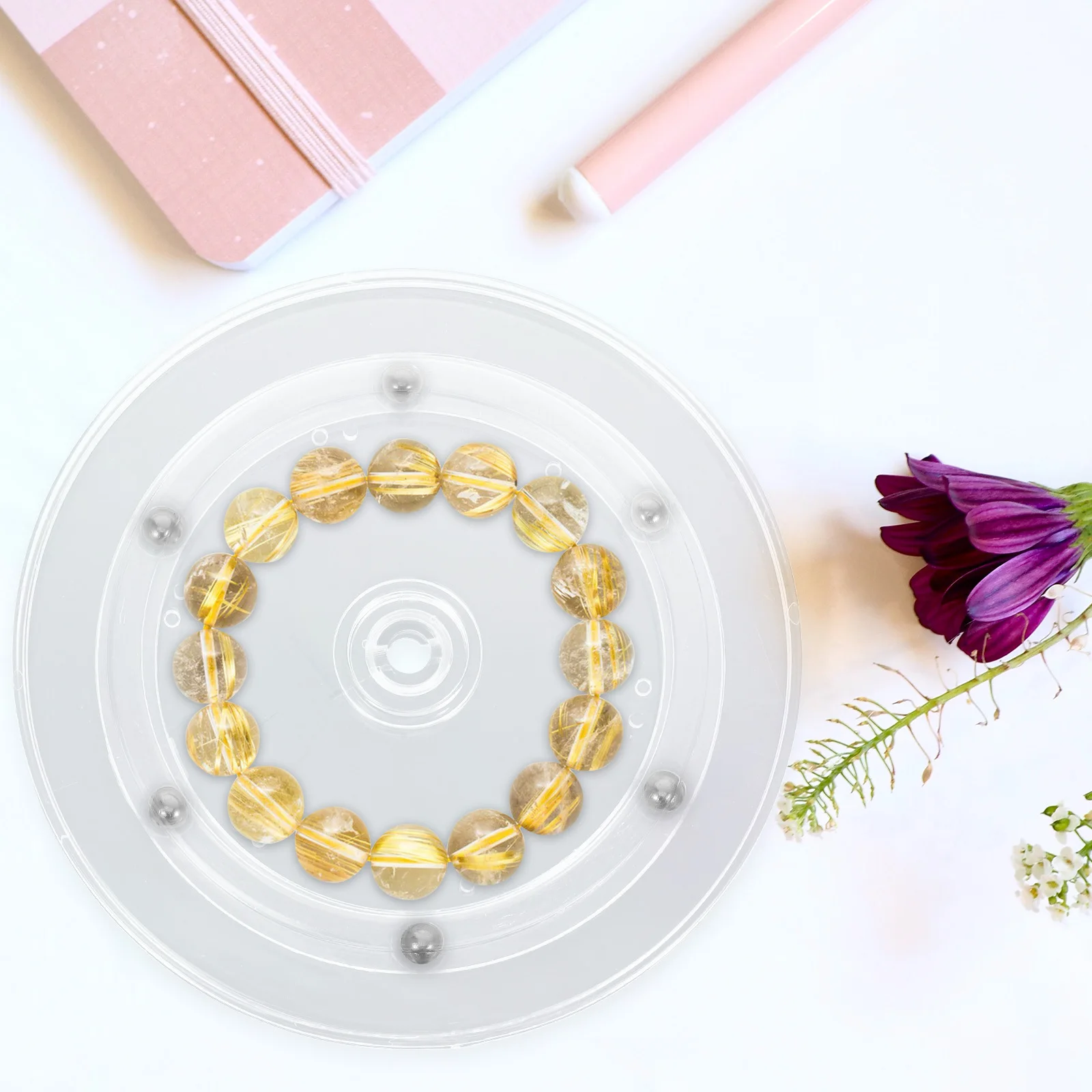 

360 Degree Acrylic Rotating Display Stand Smooth Stable Cosmetics Phones Showcase Turntable Tray Base