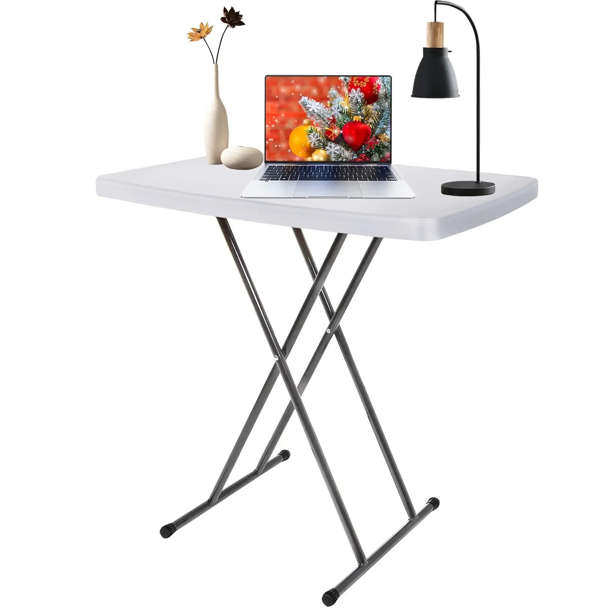 Portable TV Tray Table Small Folding Table for Camping & Dining Adjustable Height Easy Fold weight Indoor/Outdoor 30 Inch