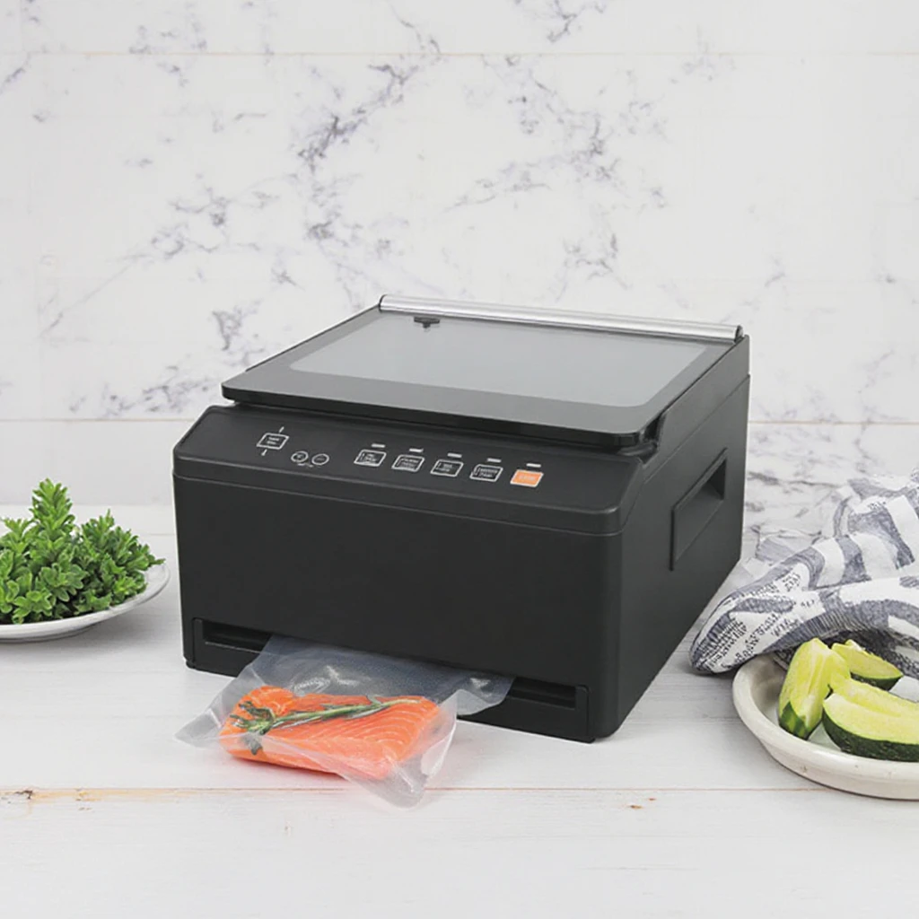 

-95kpa Commercial Vacuum Sealer Machine Liquid+ Food Sealer with Double Heat Seal Easy-Lock Build-in Cutter Automatic