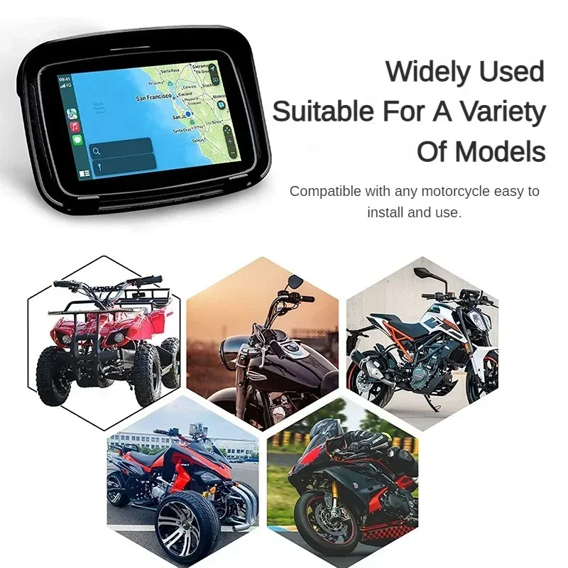 Portable 5 Inch GPS Motorcycle Navigation Screen IPX7 Waterproof Monitor for Wireless Apple Carplay Android GPS Para Moto