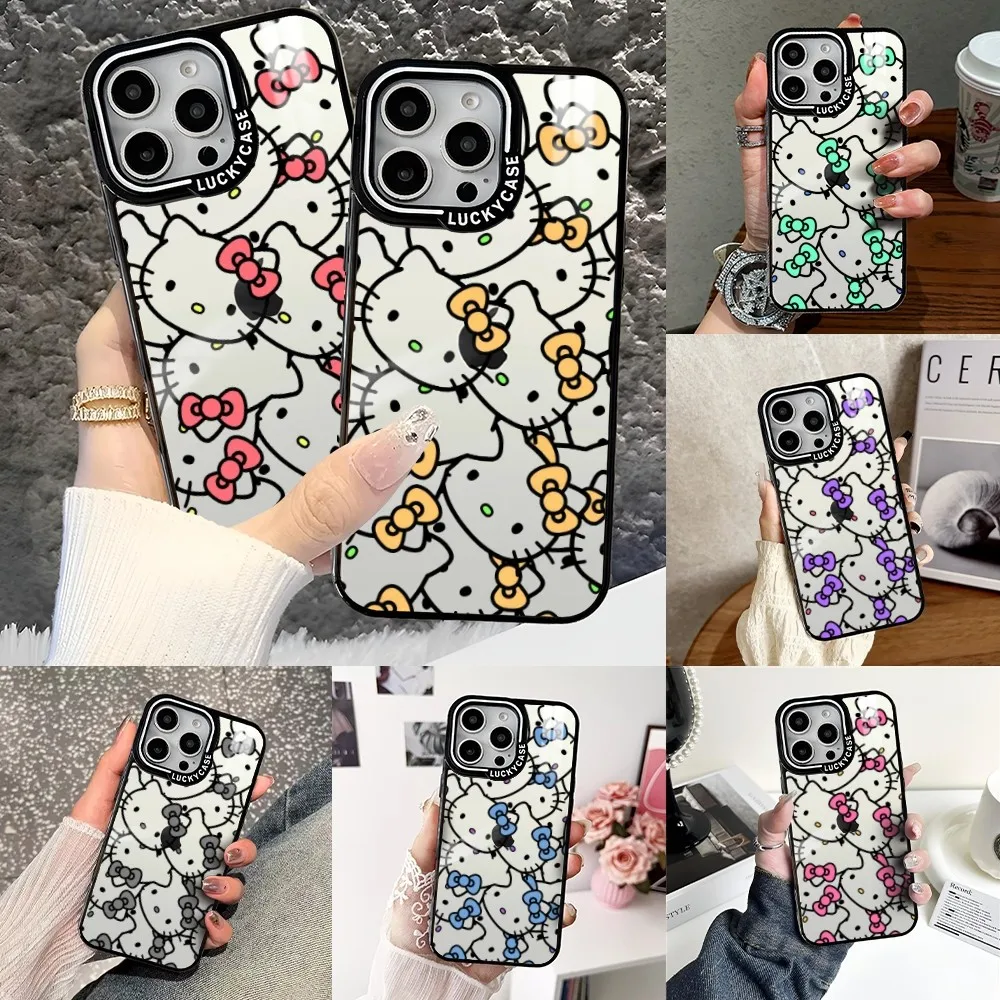 

Hello Kitty Cute Colorful Cartoon Phone Case For IPhone 16 15 14 13 Pro Max Transparency Shockproof Hard Funda