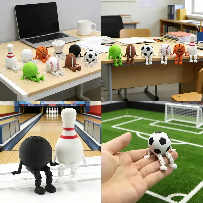 3D Printed Football Bowling Volleyball Model Decorative Props for Sports Fans Celebration Gifts