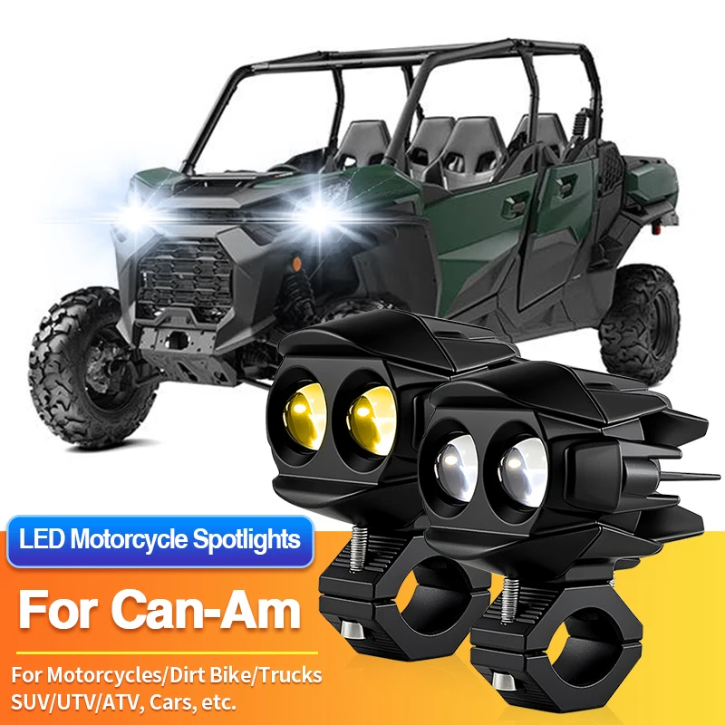 

1 комплект универсальных светодиодных противотуманных фар для мотоциклов, двухцветные прожекторы для Can-Am Defender Pro/Maverick/Outlander Pro HD7