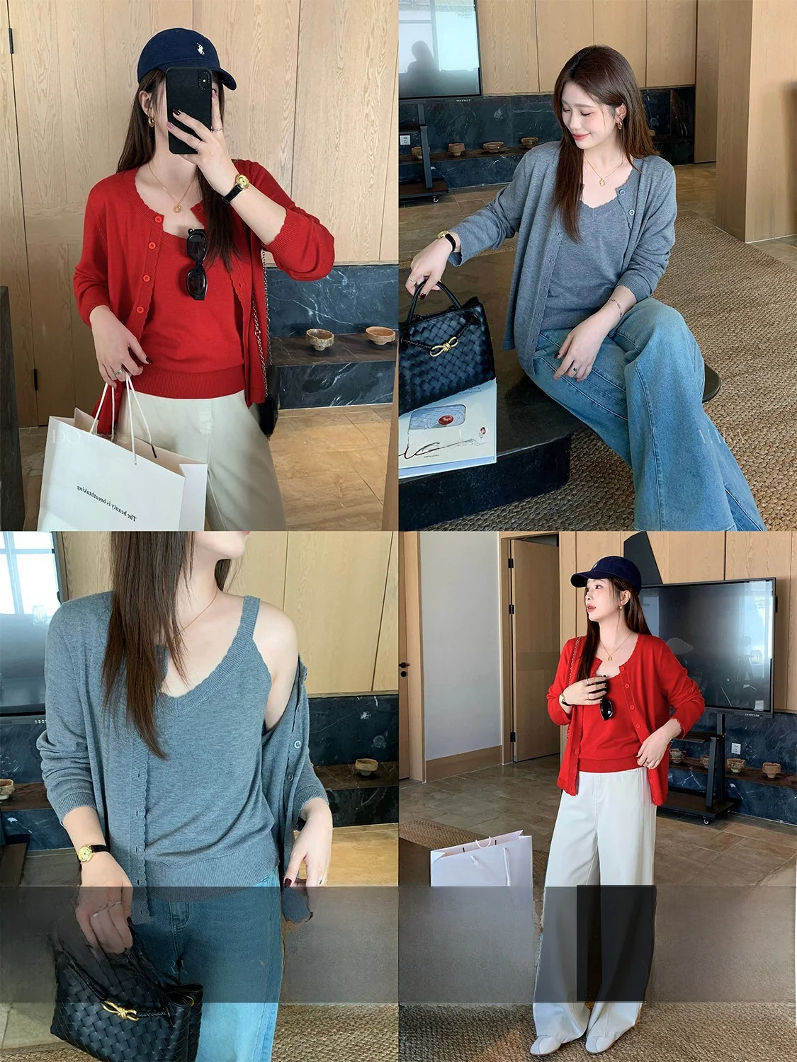 

plus Size Women's Knitted Long Sve Open Cardigan with Strap Two-Piece Set Casual Sle Spring Faion Korean Sle Outerwear
