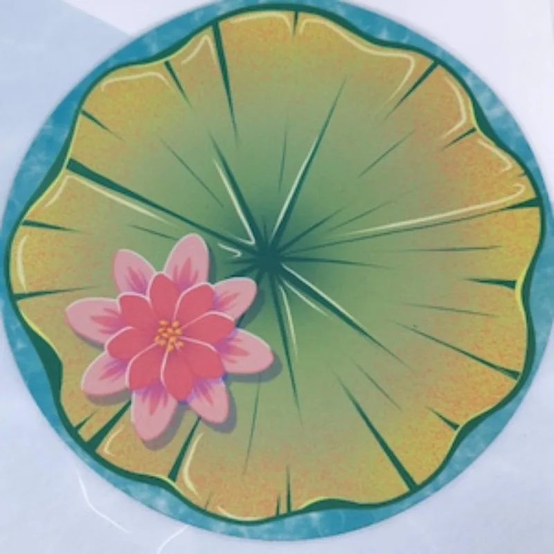 Маленький круглый коврик с зеленой лилией, коврик для мыши «сделай сам», лягушка, искусство, каваи, канцелярские принадлежности, водяные лилии, офисный декор для рабочего стола, аксессуары для стола на заказ