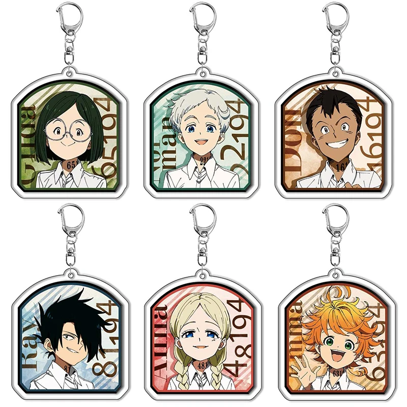 Anime The Promised Neverland Keychain Cosplay Figure Emma Norman Ray Don Anna Pendant Key Ring Bag Accessories Jewelry Fans Gift