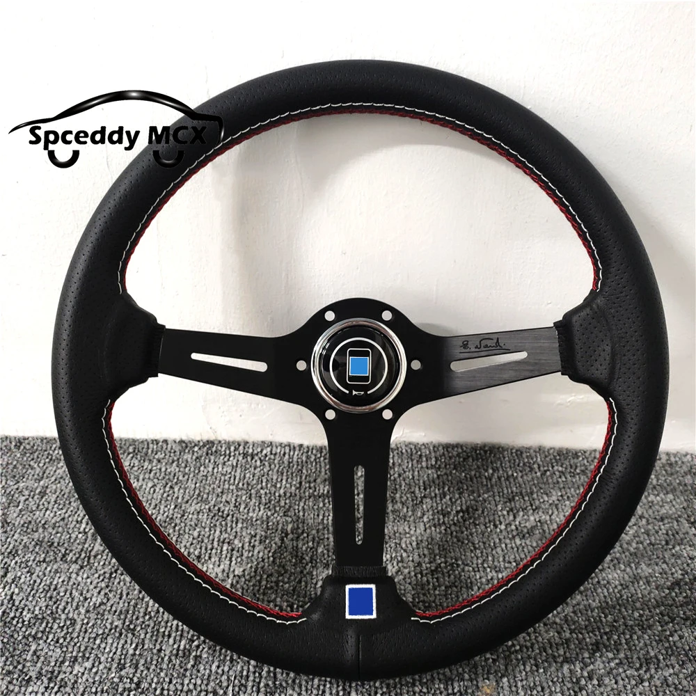 Universal 14inch 350mm Deep Corn 70mm Auto Racing Drifting Sport Steering Wheel Leather Car Sport Steering Wheel