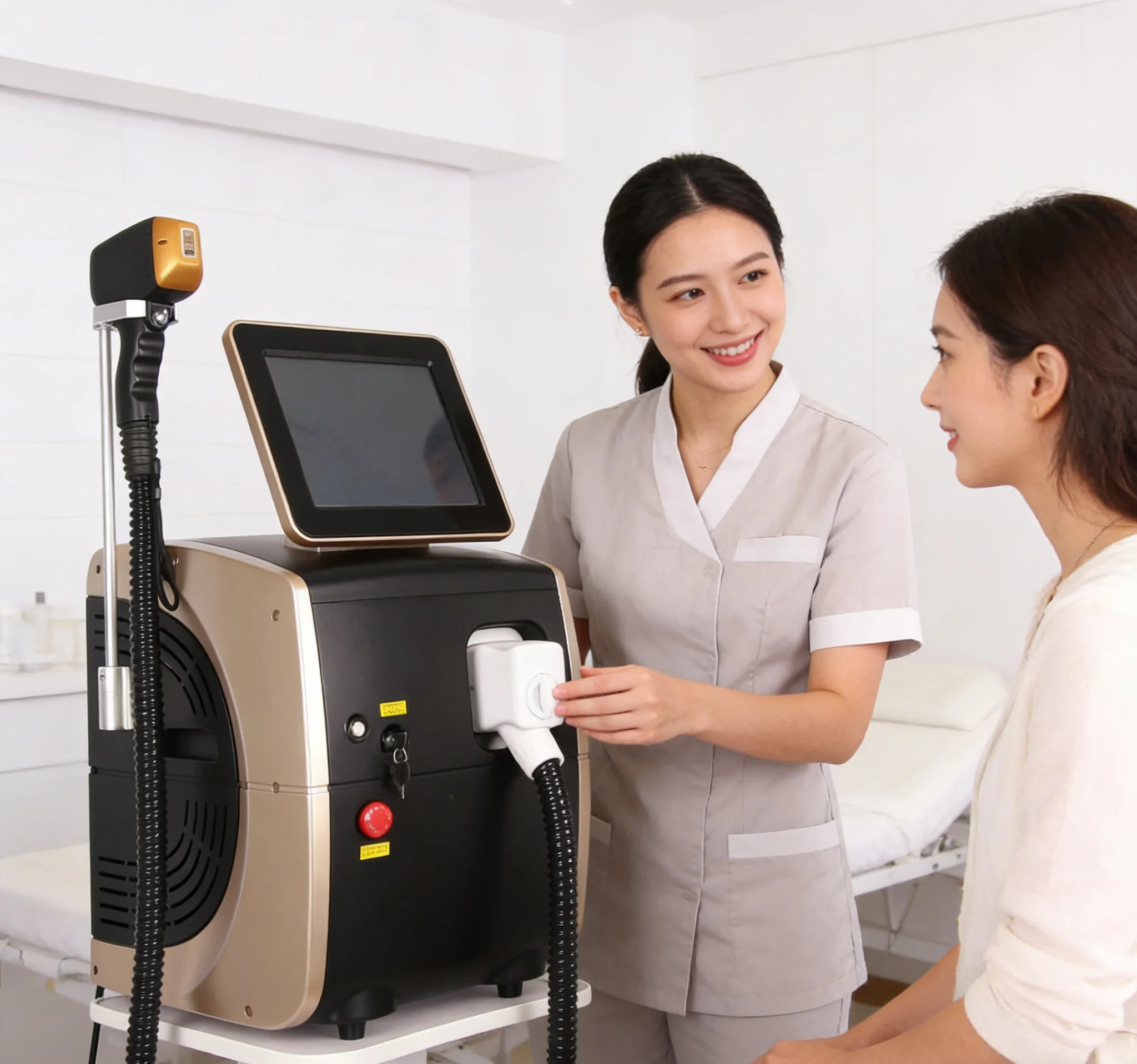 

Professional Diode Ice Titanium Laser Hair Removal Machine Portable 808 755 940 1064 Device 4 Waves Permanent Removal