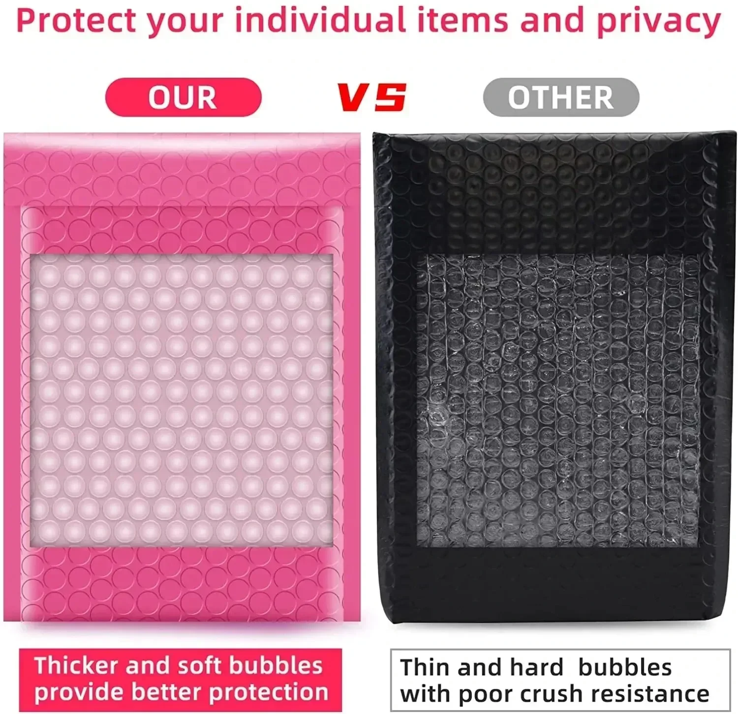 

Seal Padded Mailers Business Light Pcs Self Mailing Bubble for Packaging Shipping Pink 100 Envelopes