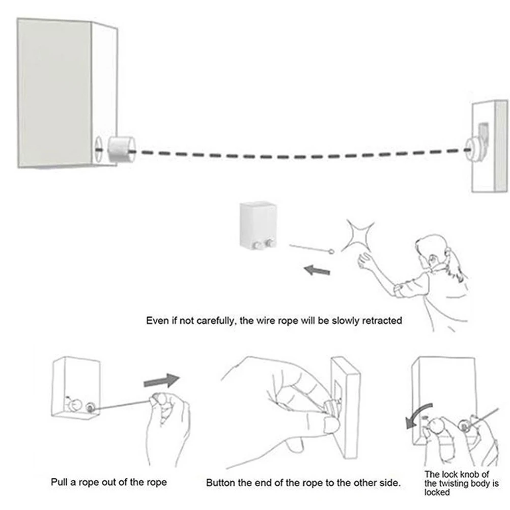 

Clothesline Wall-mounted Hanging Invisible Telescopic Retractable Drying Rack White
