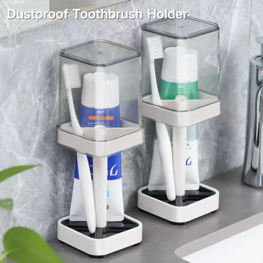 Bathroom Dustproof Toothbrush Holder with Cover Box Toothpaste Bracket For Family