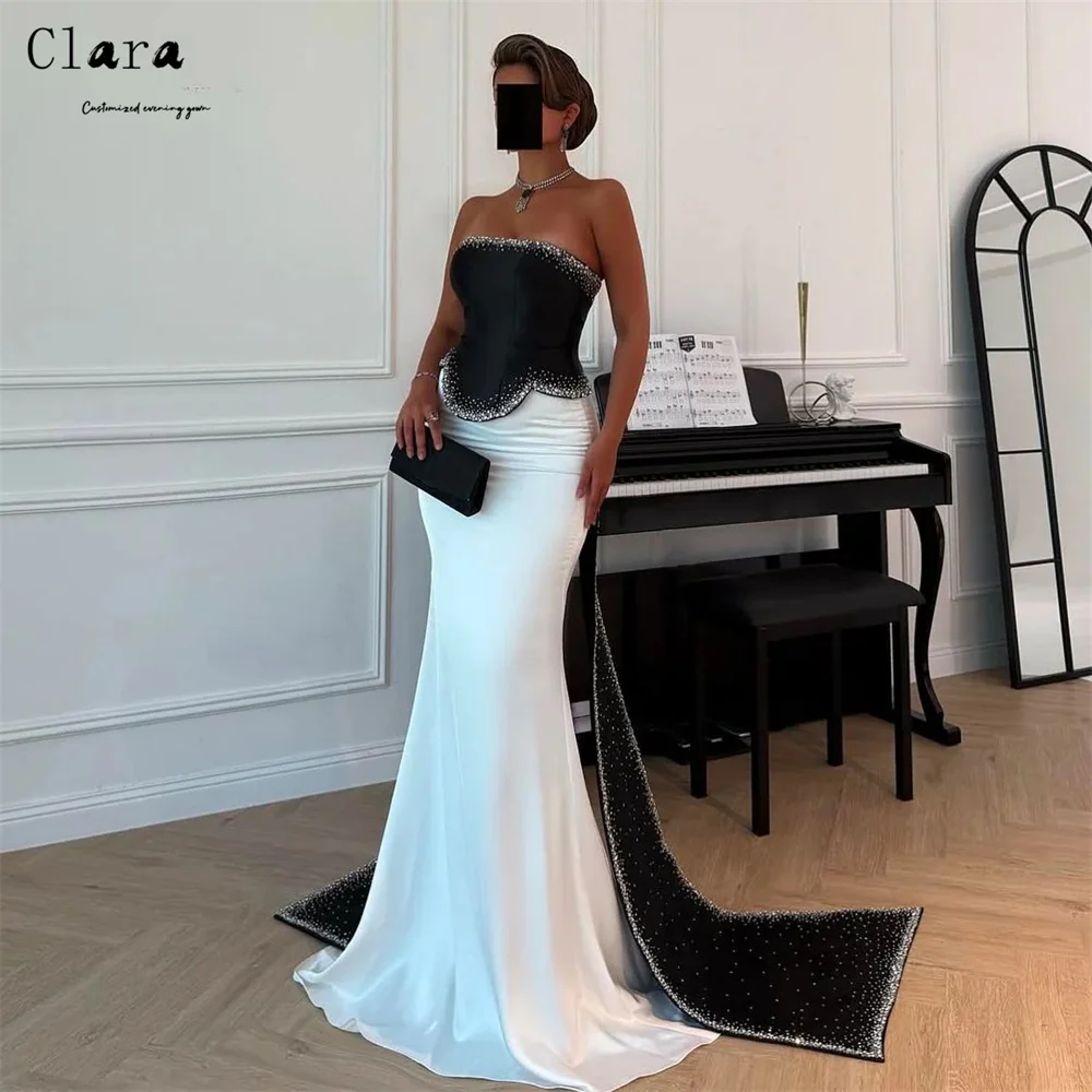 Clara personalizado fishtail contrastante strass fora do ombro mulher vestidos de festa 2025 mulher vestido de noite de luxo longo vestido de baile