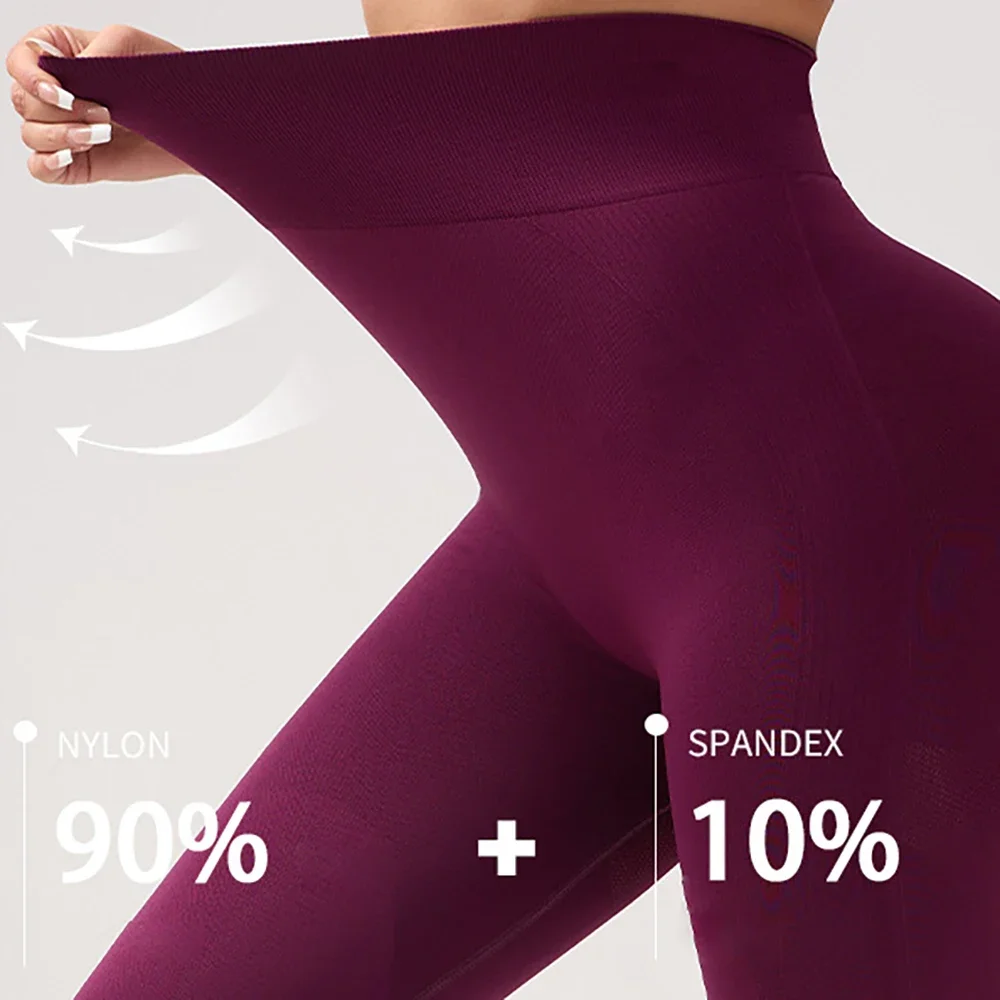 Frauen Gym Einfarbig Nahtlose Yoga Hosen Hohe Taille Enge Hüfte Heben Stricken Leggings Fitness Übung Yoga Hosen