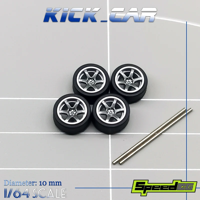 SpeedCG-ruedas ABS 1/64 con goma tipo L, piezas modificadas, diámetro de 10mm, para vehículo de carreras, modelo de coche de juguete, Hotwheels