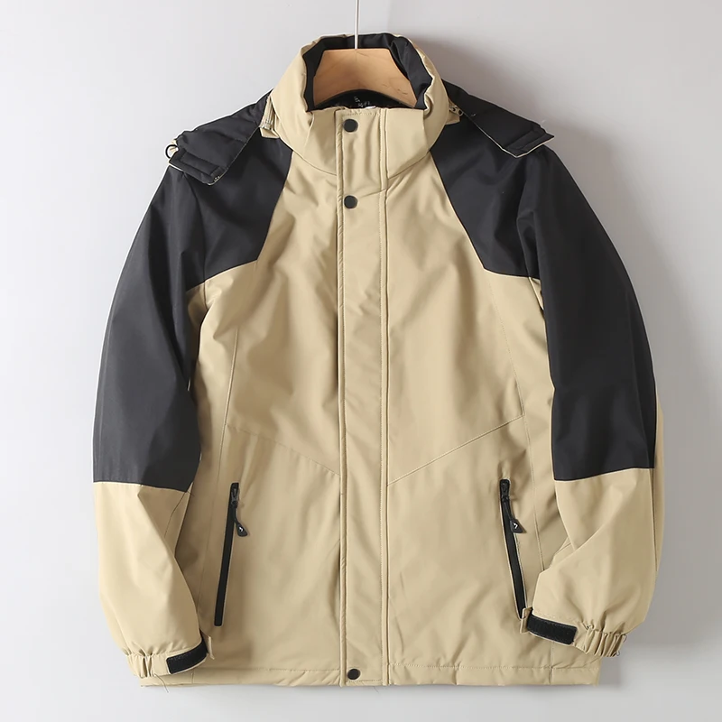 

Модная мужская куртка-парка с капюшоном для осени и зимы, ветрозащитная, водонепроницаемая, с хлопковым утеплителем, в стиле колор-блок, модная мужская одежда.