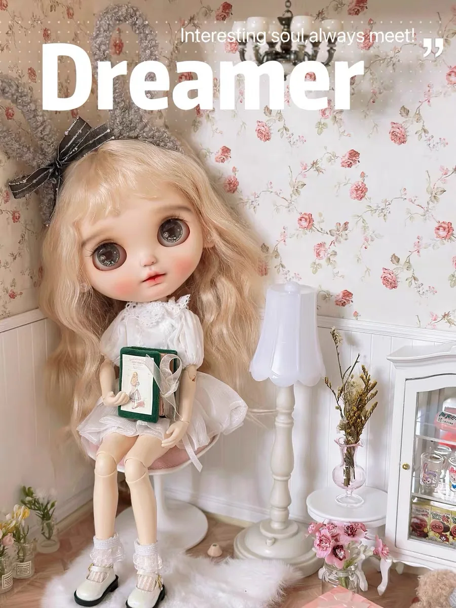 ICY DBS Blyth 인형 옷 달콤한 흰색 탑 + 보우 플리츠 스커트 세트 귀여운 레이스 양말 19 관절 OB24 Azone 인형 데일리 드레스 옷