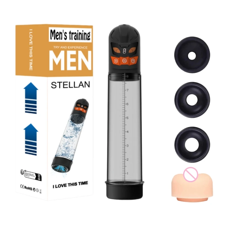 Electric Penis Pump with Air Water Training Easy-To-Read Display Pressure Suction Modes Automatic Male Masturbator with Penis