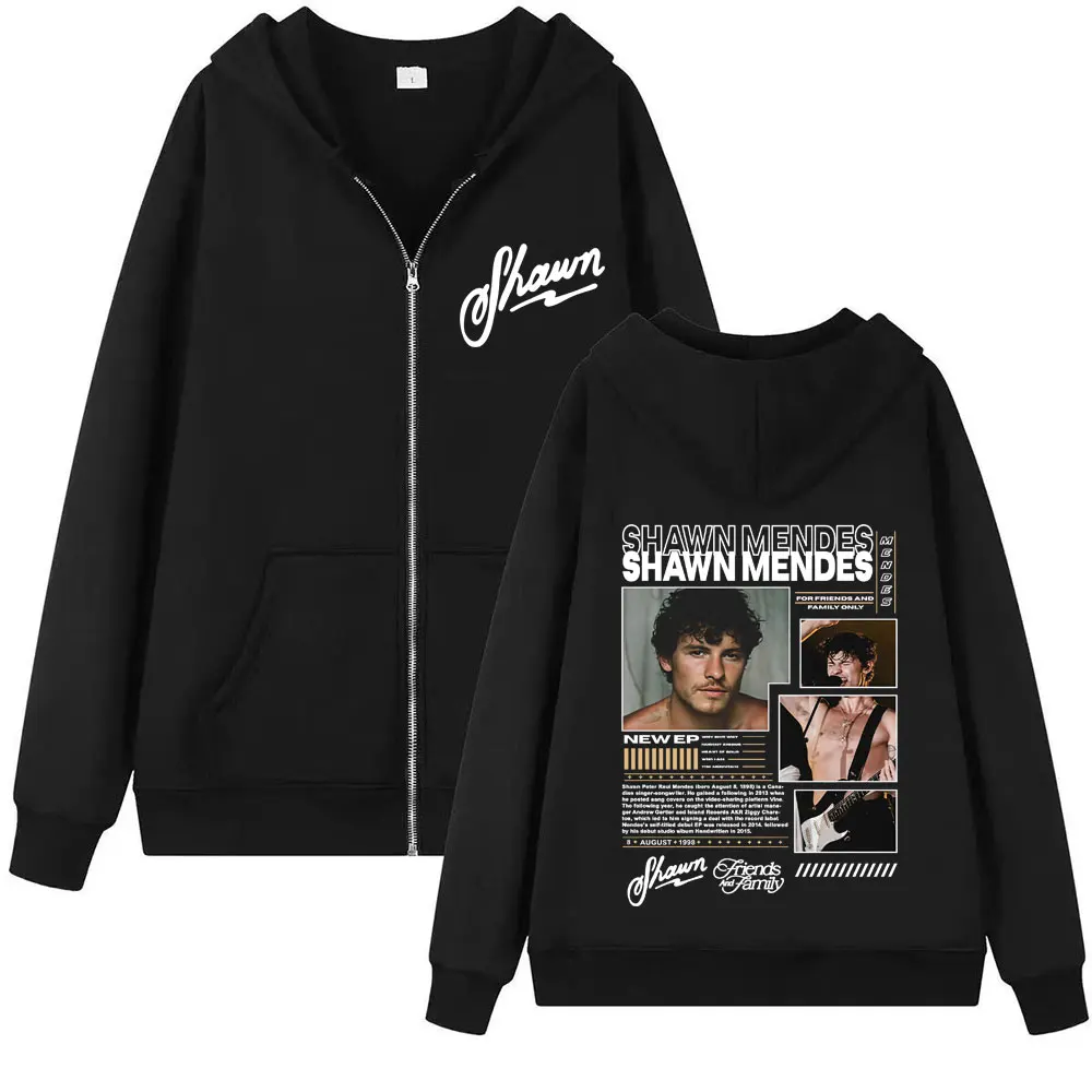 Cantor shawnendes álbum tour 2025 gráfico zip up hoodies moda masculina hip hop moletom de grandes dimensões manga longa pullovers com zíper
