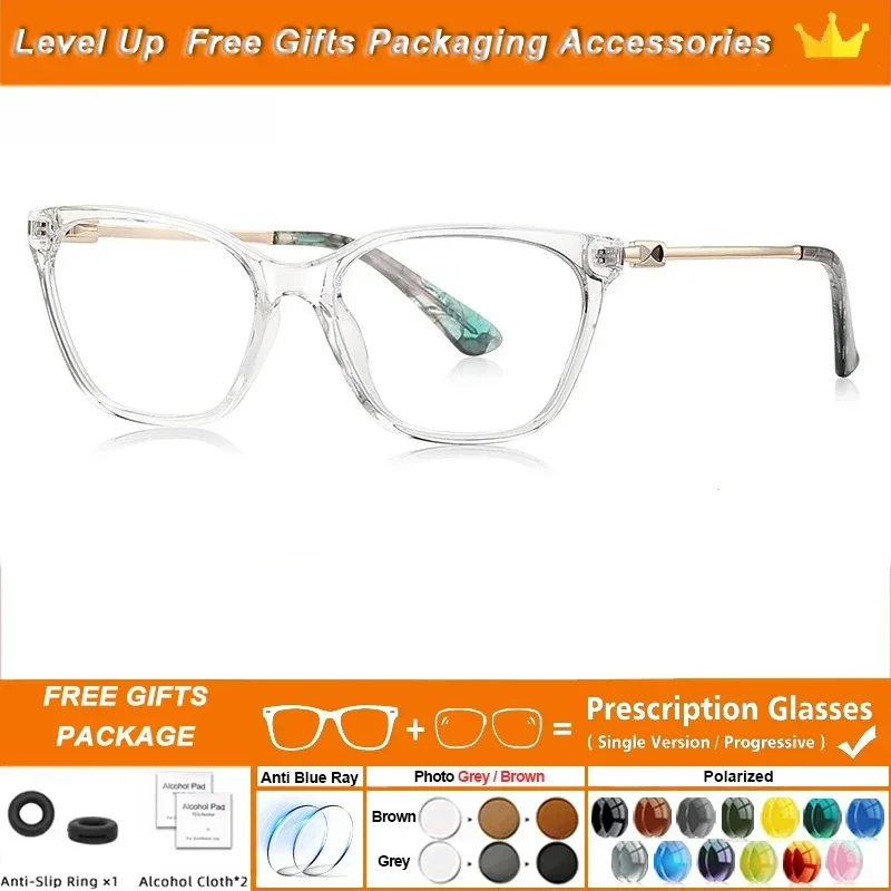 

Ollymurs Simple Cat Eye Frame Reading Prescription Customized Glasses Women Anti Blue Light Progressive Optical Glasses For Offi