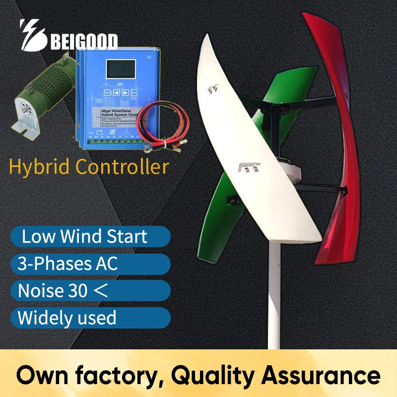 

Wind Turbine Windmill Wind Generator 6KW 10KW 24V 48V 96V With Hybrid Controller Inverter China Factory Fast Shipping