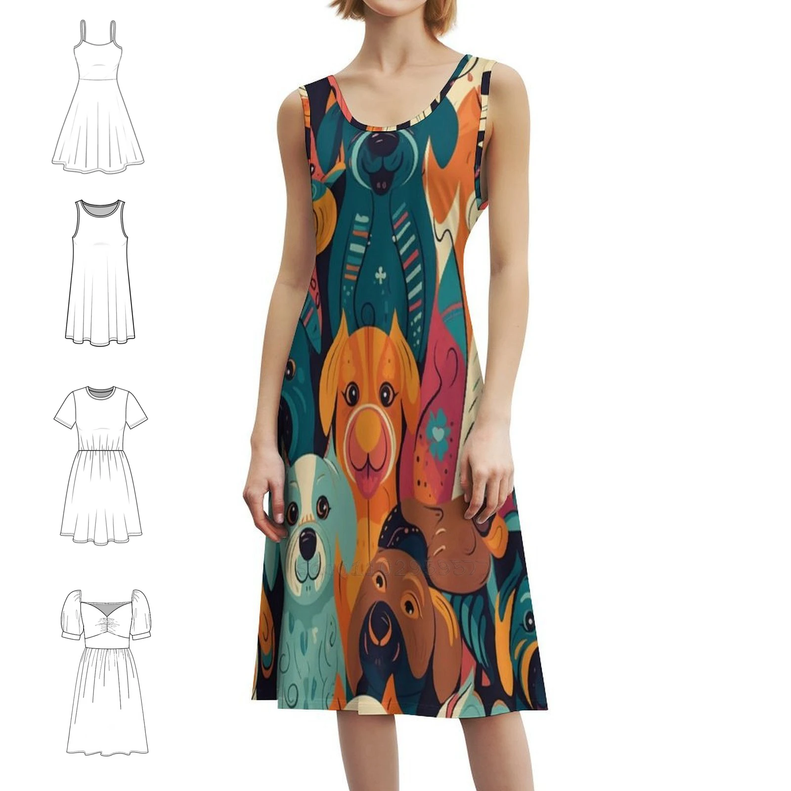 

Счастье - счастливые собаки, забавное и милое бесшовное женское уличное праздничное платье, модная клубная одежда с принтом для женщин, счастье