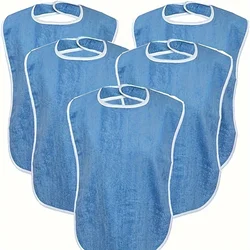 1pcs Adjustable High-End Adult Bib for Elderly and Disabled - Thick Flannel Cloth Protective Cover - Machine Washable - Blue