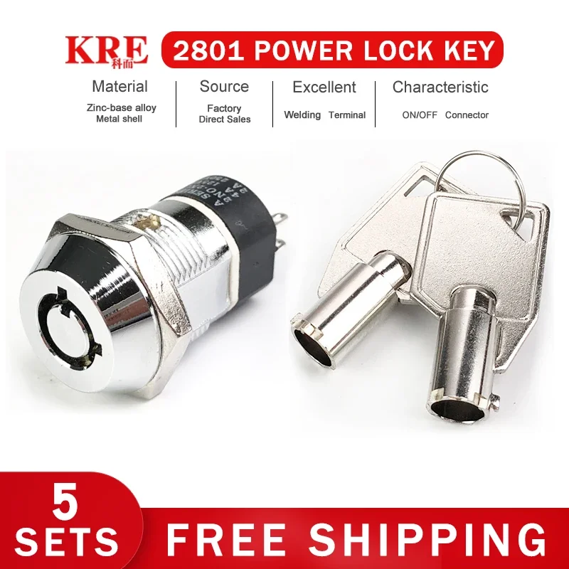 KRE 1/5Sets Forklift Elevator First Floor Power Key Switch 2801 Beauty Instrument Electronic Lock