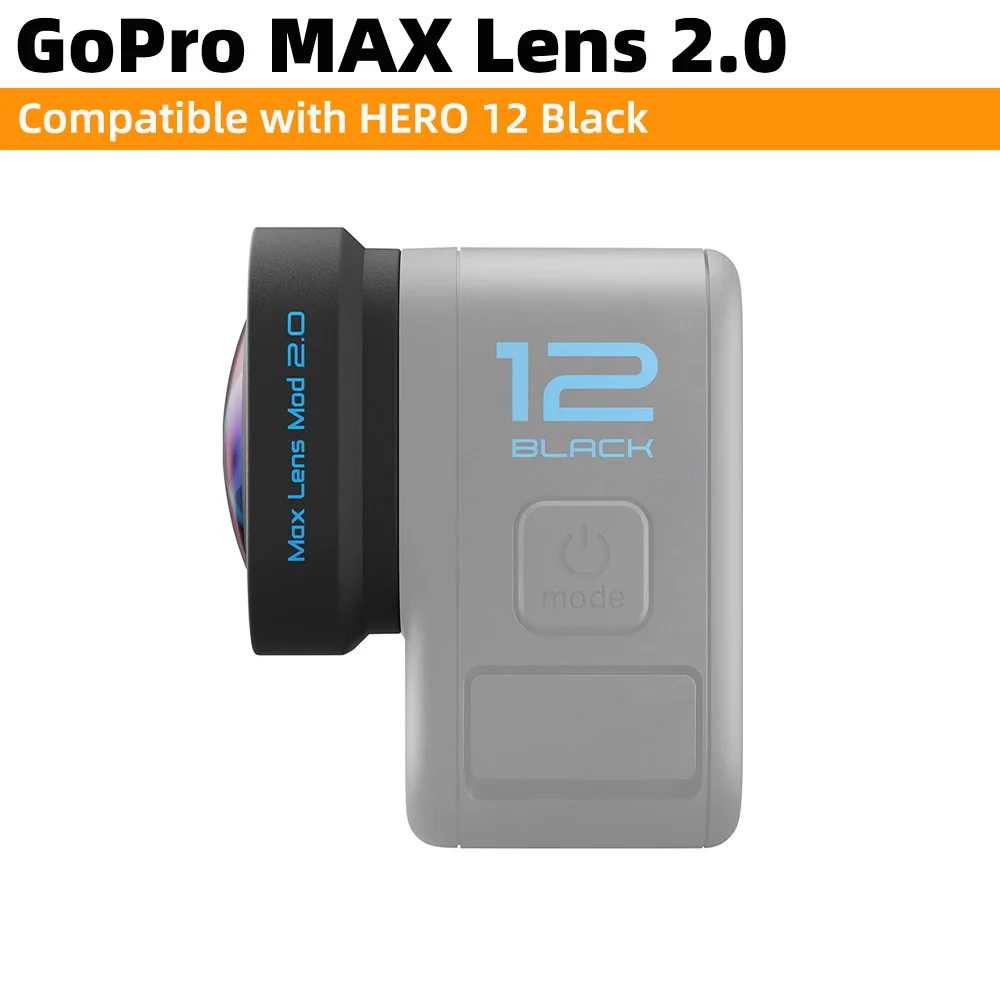 GoPro ADWAL-002 Max Lens Mod 2.0, Ultra Wide Angle POV Lens Max Lens Mod Compatible with  HERO12 Black