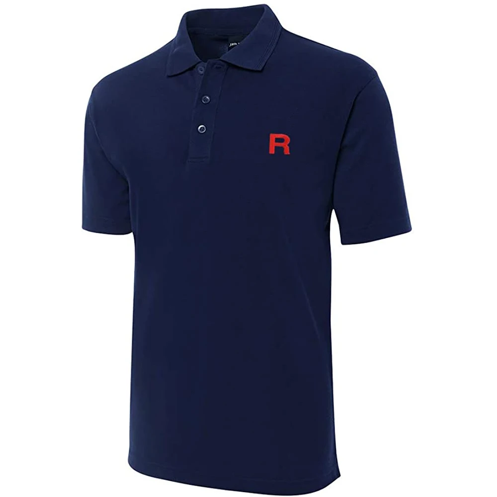 Lyprerazy Golf Shirt Team Rocket Embroidered Short Sleeve Polo Shirts Classic Embroidery Men's Polo Shirt