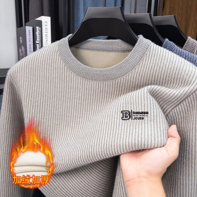 Winter 2025 Thermal Streetwear Clothing Luxury Brands Fleece Thickened Ferret Stripe Weaving Upper and Lower Mens Clothes